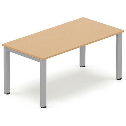 Sonix Rectangular Meeting Table / Silver Legs / 1600mm / Maple