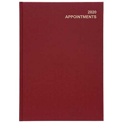 5 Star 2020 Appointment Diary, Day to a Page, A4, Red