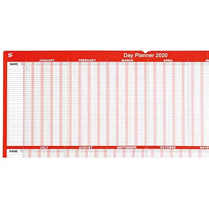 5 Star 2020 Day Planner, Mounted, 915x610mm