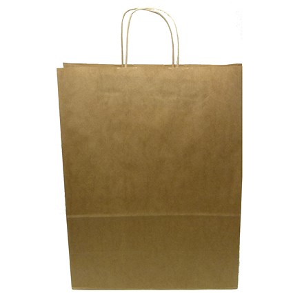 Kraft Paper Carrier Bag, Large, 320x420x150mm, Natural Brown, Pack of 100