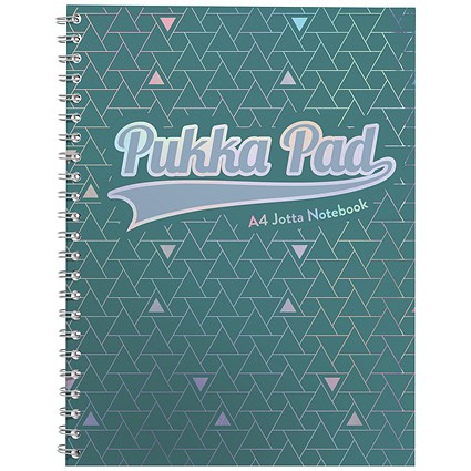 Pukka Pad Glee Jotta Wirebound Notebook, A4, Ruled & Perforated, 200 Pages, Green, Pack of 3