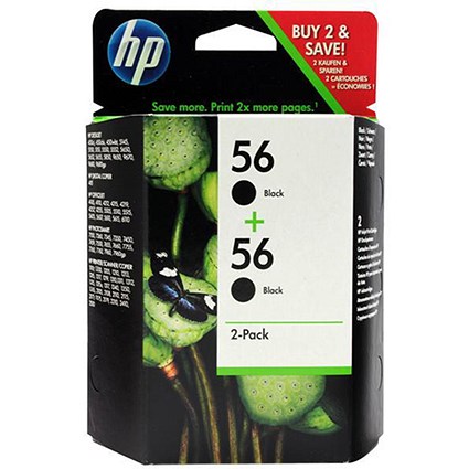 HP 56 Black Ink Cartridges (Twin Pack)
