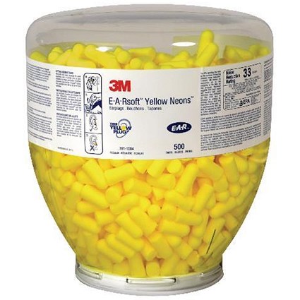 Earsoft Neon Ear Plugs, Yellow, Pack of 500