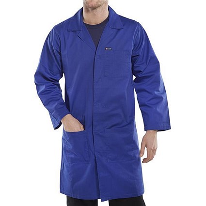 Click Workwear Poly Cotton Warehouse Coat, 38 inch, Royal Blue