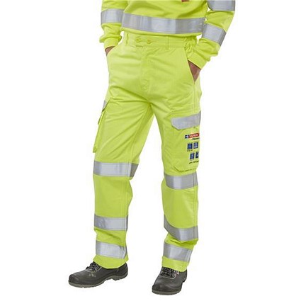 Click Arc Flash Hi-Visibility Trousers, Fire Retardant, Size 38, Yellow/Navy Blue