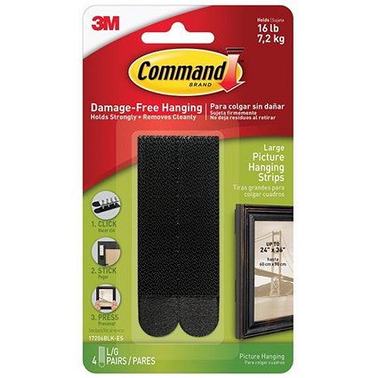 Command Picture Hanging Strips Large Black [4 Pairs]