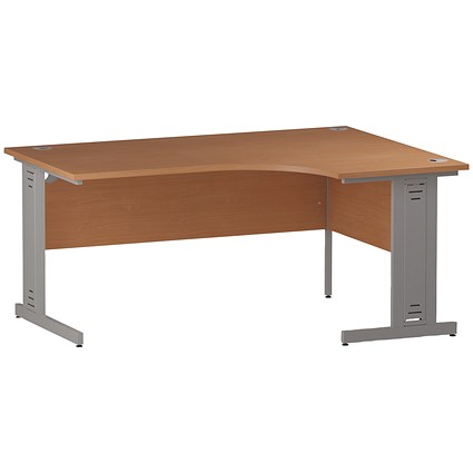 Trexus 1600mm Corner Desk, Right Hand, Cable Managed Silver Legs Beech