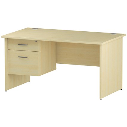Trexus 1400mm Rectangular Desk, Panel Legs, 2 Drawer Pedestal, Maple