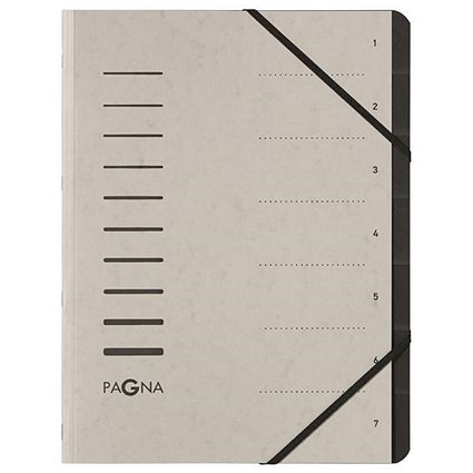 Pagna Pro Elasticated Files / 7-Part / A4 / Grey / Pack of 5