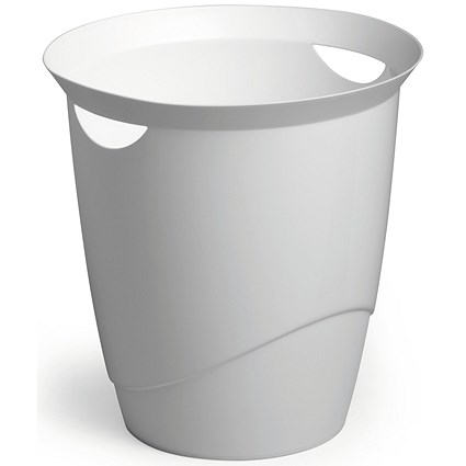 Durable Trend Plastic Waste Recycling Bin, 16 Litre, White, Pack of 6