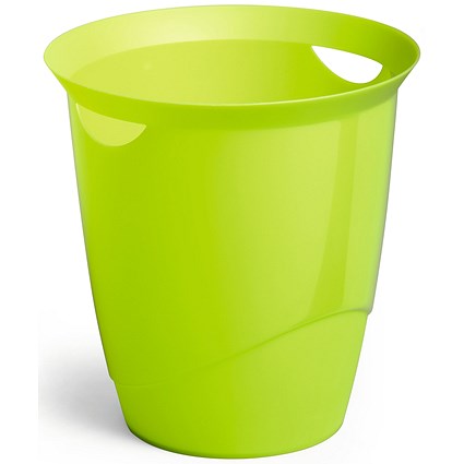 Durable Trend Plastic Waste Recycling Bin, 16 Litre, Green, Pack of 6