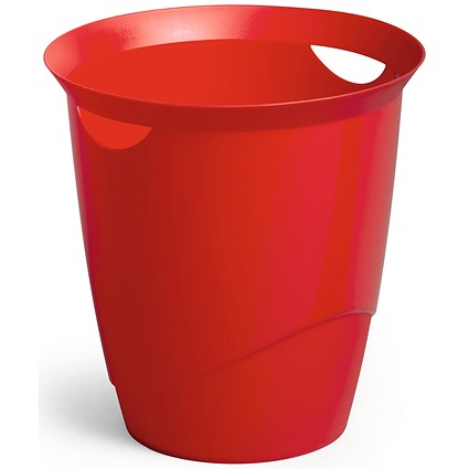 Durable Trend Plastic Waste Recycling Bin, 16 Litre, Red