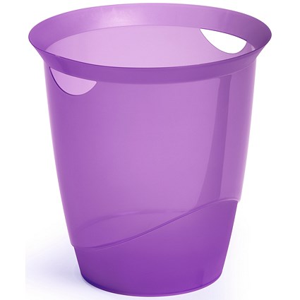 Durable Trend Plastic Waste Recycling Bin, 16 Litre, Transparent Purple