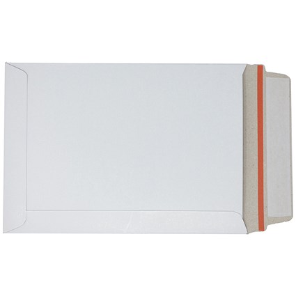 C5+ Board-backed Envelopes, 241x178mm, 350gsm, Peel & Seal, White, Pack of 100