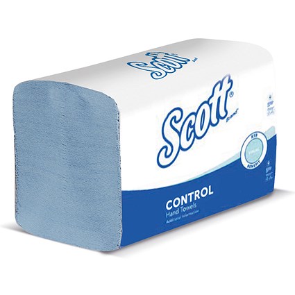 Scott Control 1-Ply V-Fold Paper Hand Towels, Blue, Pack of 3600