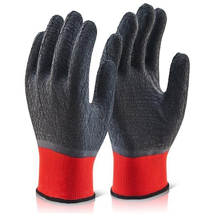 Click 2000 Multi Purpose Latex Polyester Glove, Medium, Black, Pack of 100