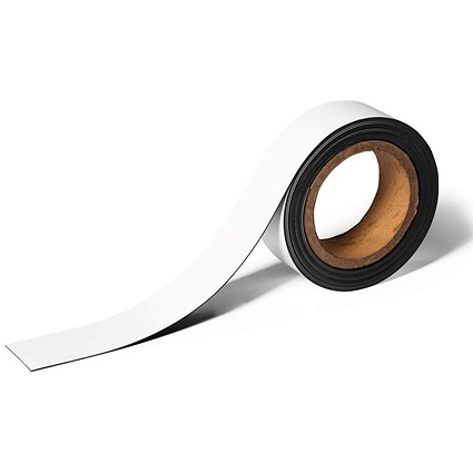 Durable Write On Magnetic Strips Labelling Tape for Markers, 40mm x 5m, White Durable Write On Magnetic Strips Labelling Tape for Markers, 40mm x 5m, White