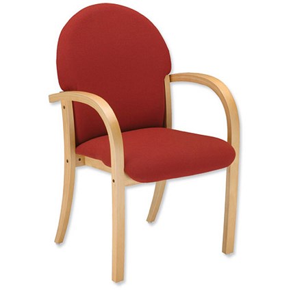 Trexus Visitor Armchair Wood Upholstered Stackable Back H440mm Seat W500xD465xH480mm Burgundy