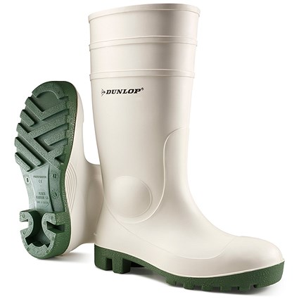 Dunlop Protomastor Steel Toe Cap PVC Safety Wellington Boots, White, 4