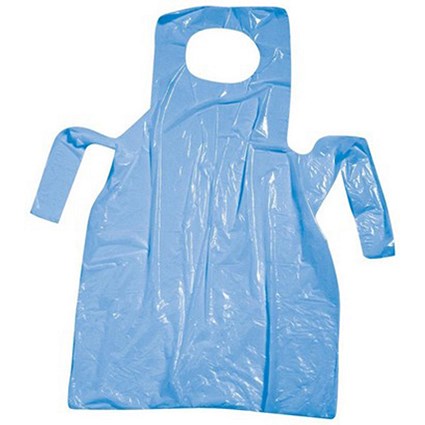 Disposable Aprons On Roll, Polythene, Small, Blue, Roll of 200