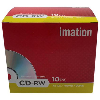 Imation CD-RW Rewritable Disk Cased 4x-12x Speed 80min 700MB [Pack 10]