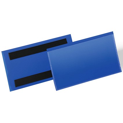 Durable Magnetic Ticket Holder Document Pockets, 150 x 67mm, Blue, Pack of 50