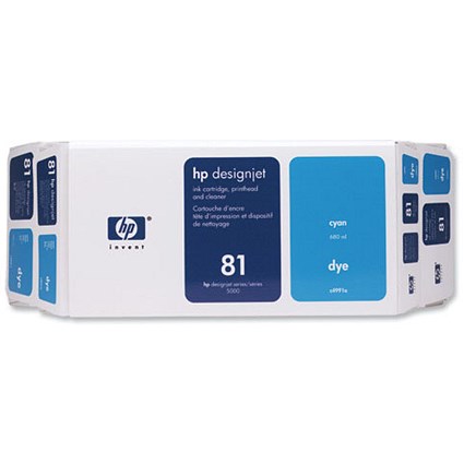 Hewlett Packard [HP] No. 81 Dye Value Pack Printhead and Inkjet Cartridge 680ml Cyan Ref C4991A