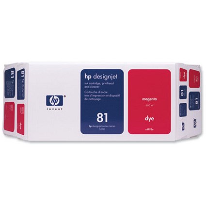 Hewlett Packard [HP] No. 81 Dye Value Pack Printhead and Inkjet Cartridge 680ml Magenta Ref C4992A