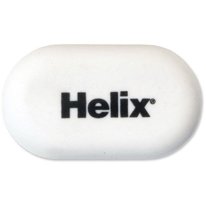 Helix Pencil Eraser for HB and Softer Grades Tablet White [Pack 20]
