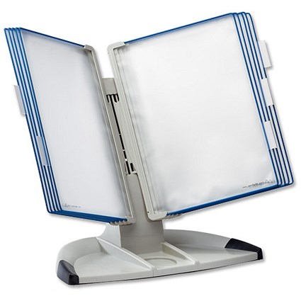 Tarifold Office Desk Display Stand with 5 Clip-on Index Tabs and 10 Pockets A4 Blue