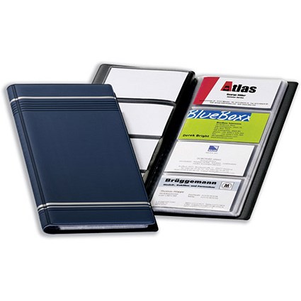 Durable Visifix Business Card Album Fixed Welded Pockets Capacity 96 Dark Blue