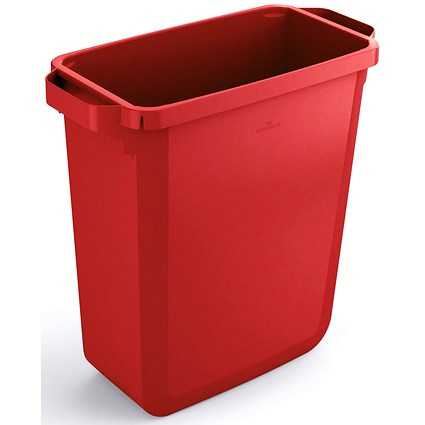 Durable Durabin Rectangular Food Safe Waste Recycling Bin, 60 Litre, Red Durable Durabin Rectangular Food Safe Waste Recycling Bin, 60 Litre, Red