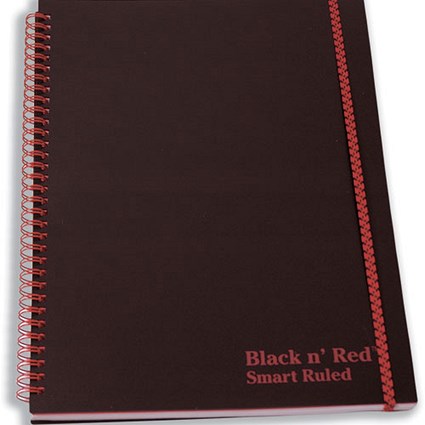 Black n Red Notebook Smart Ruled Wirebound Elasticated Polypropylene 90gsm A4+