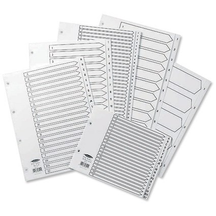 Concord Index PVC 145 Micron Punched 4 Holes 1-5 A4 White