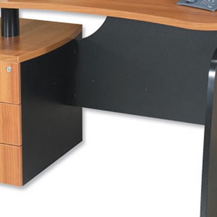 Elysium Return Desk with Black Trim and 3 Drawer Pedestal W1380xD550xH750mm Walnut