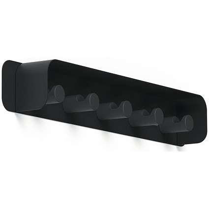 Durable Durastore Coat Rack, 5 Hooks, Black