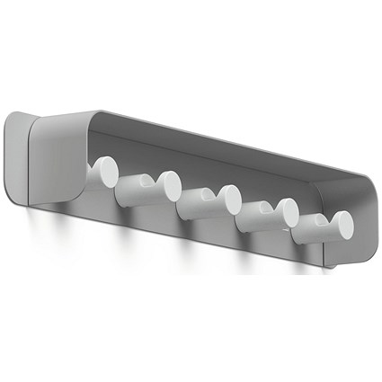 Durable Durastore Coat Rack, 5 Hooks, Grey