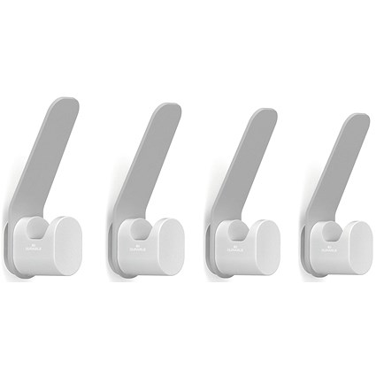 Durable Durastore Coat Hooks, Grey, Pack of 4