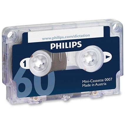 Philips Mini Cassette Dictation 60 Minutes Total 30 per Side Ref 0007 [Pack 10]