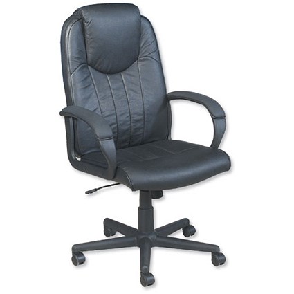 Trexus Intro Managers Armchair High Back 690mm Seat W520xD470xH440-540mm Leather Black