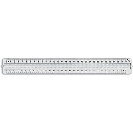 Rotring Ruler Plate Plastic 1mm and 0.5mm Scales 300mm Clear