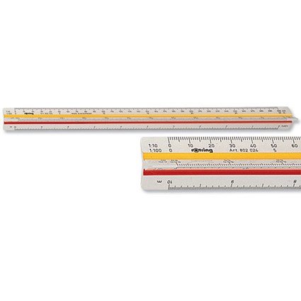 Rotring Triangular Reduction Scale Ruler / School from 1-10 to 1-750