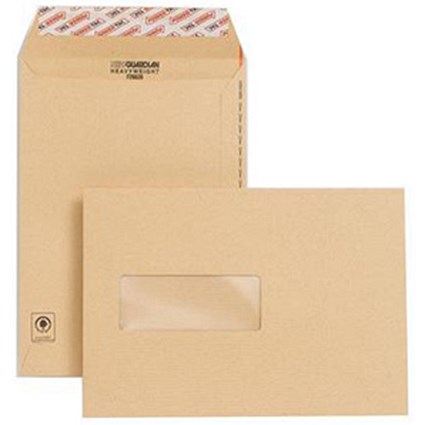 New Guardian Heavyweight C5 Pocket Envelopes with Window / Manilla / Peel & Seal / Pack of 250