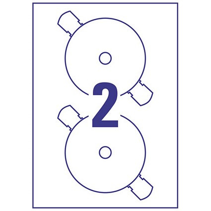 Avery CD/DVD Labels Inkjet 2 per Sheet Dia.117mm DVD-optimised Ref C9780-15 [30 Labels]