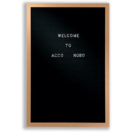 Nobo Welcome Information Letter Board with Characters Beech Frame W600xH900mm Black