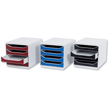 Multiform Big Box Filing Unit 4 Drawer Set Anti-static A4+ Grey and Burgundy