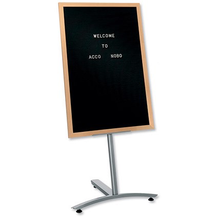 Nobo Welcome Foyer Board on Stand with Characters Beech Frame W600xH900mm Black