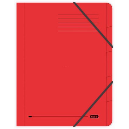 Elba Boston Elasticated Files, 5-Part, Foolscap, Red, Pack of 5