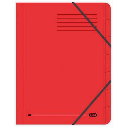 Elba Boston Elasticated Files, 7-Part, Foolscap, Red, Pack of 5