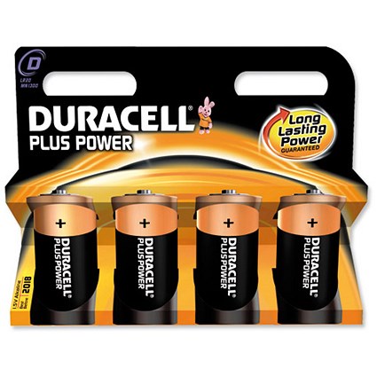 Duracell Plus Power Battery Alkaline 1.5V D [Pack 4]